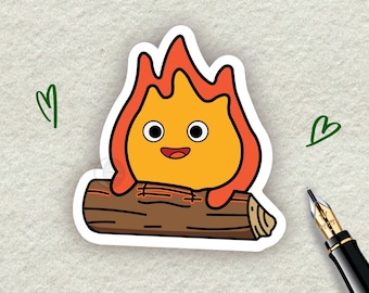 Calcifer Sticker Waterproof | Ghibli Sticker | Howl's Moving Castle Sticker | Studio Ghibli Sticker | For Water bottle, laptop, etc