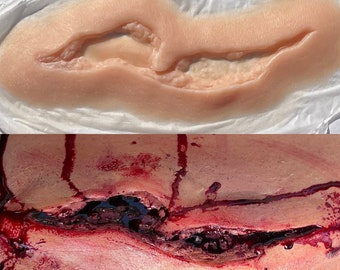 Silicone prosthesis, deep tear wound, for large surface /halloween /cosplay/silicone/sfxmakeup/cinema/TV