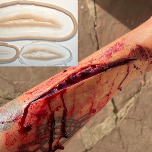 Silicone prosthesis, PACK of 3 cuts. To apply on a flat surface and/or neck. /halloween/cosplay/silicone/sfxmakeup/cinema/TV/zombie