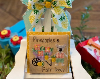 Pineapples and Palm Trees - PDF Cross Stitch Pattern