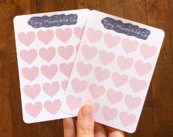 Watercolor Planner Stickers Heart Medium Check Flag Functional Sticker 5 mm Bujo Wishful Planning f054-M