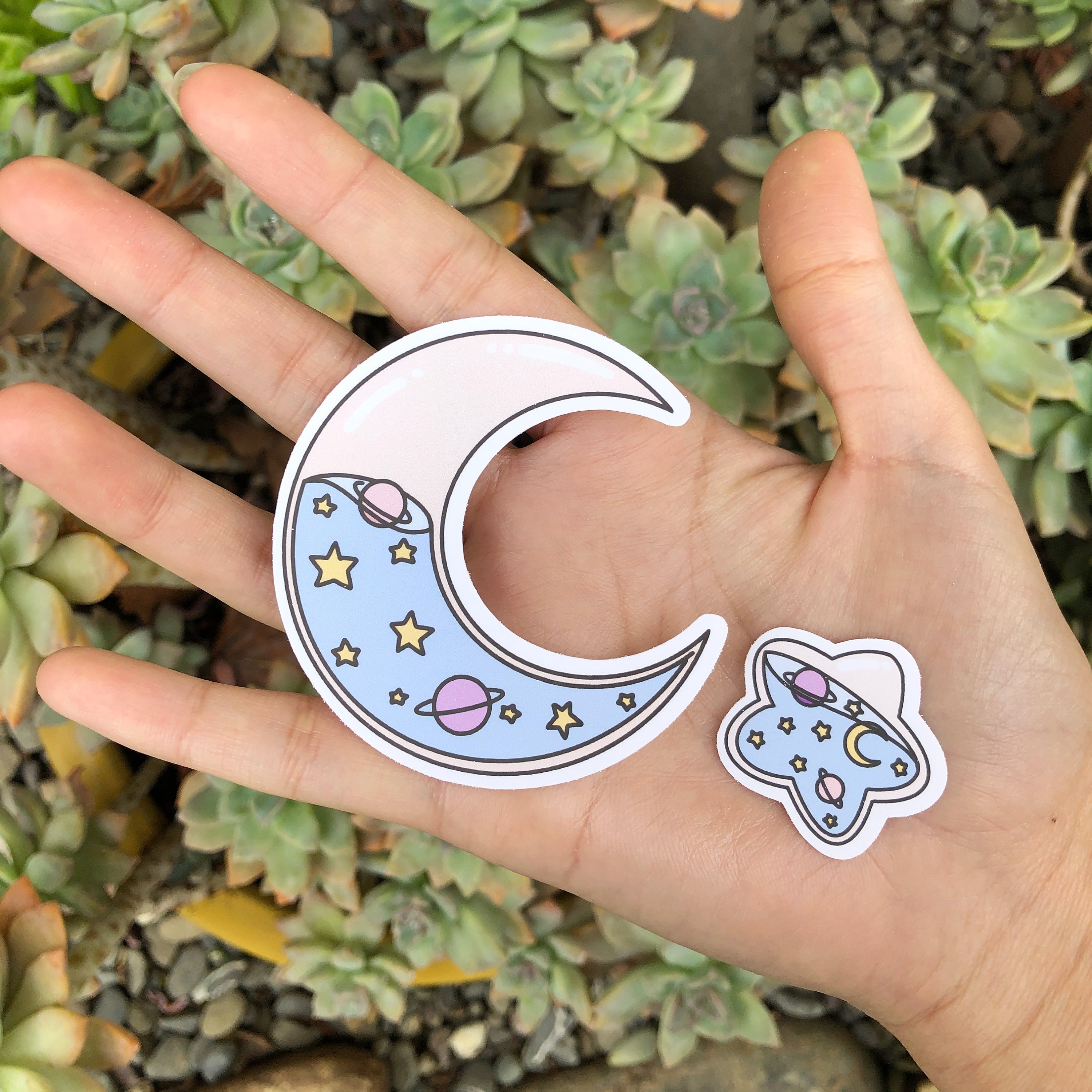 Moon and Star Sticker Pack Moon and Stars Sticker Liquid Etsy