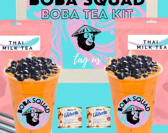 THAI MILK TEA Boba Tea Kit bubble Tea Thai Tea Milk Tea Etsy