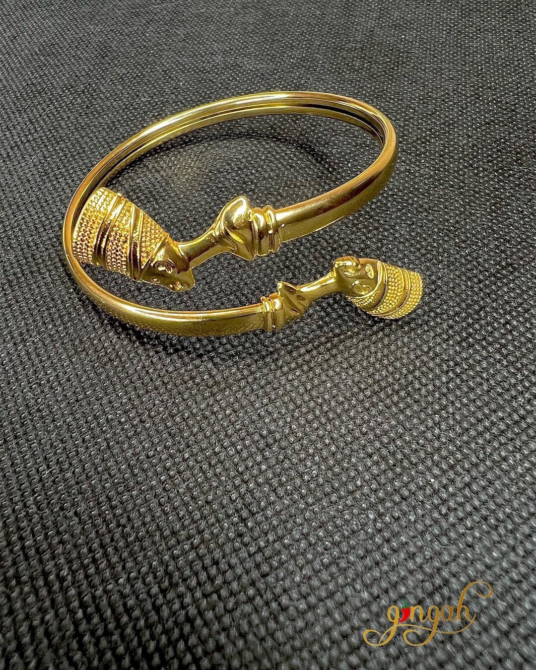 18K Gold Egyptian Queen Nefertiti Cuff Bracelet, Egypt Bangles Etsy