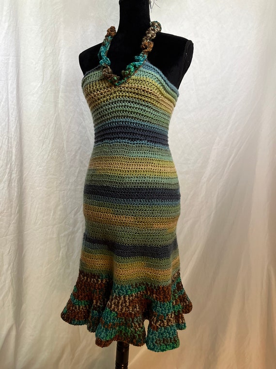 Custom crochet Island swing halter dress