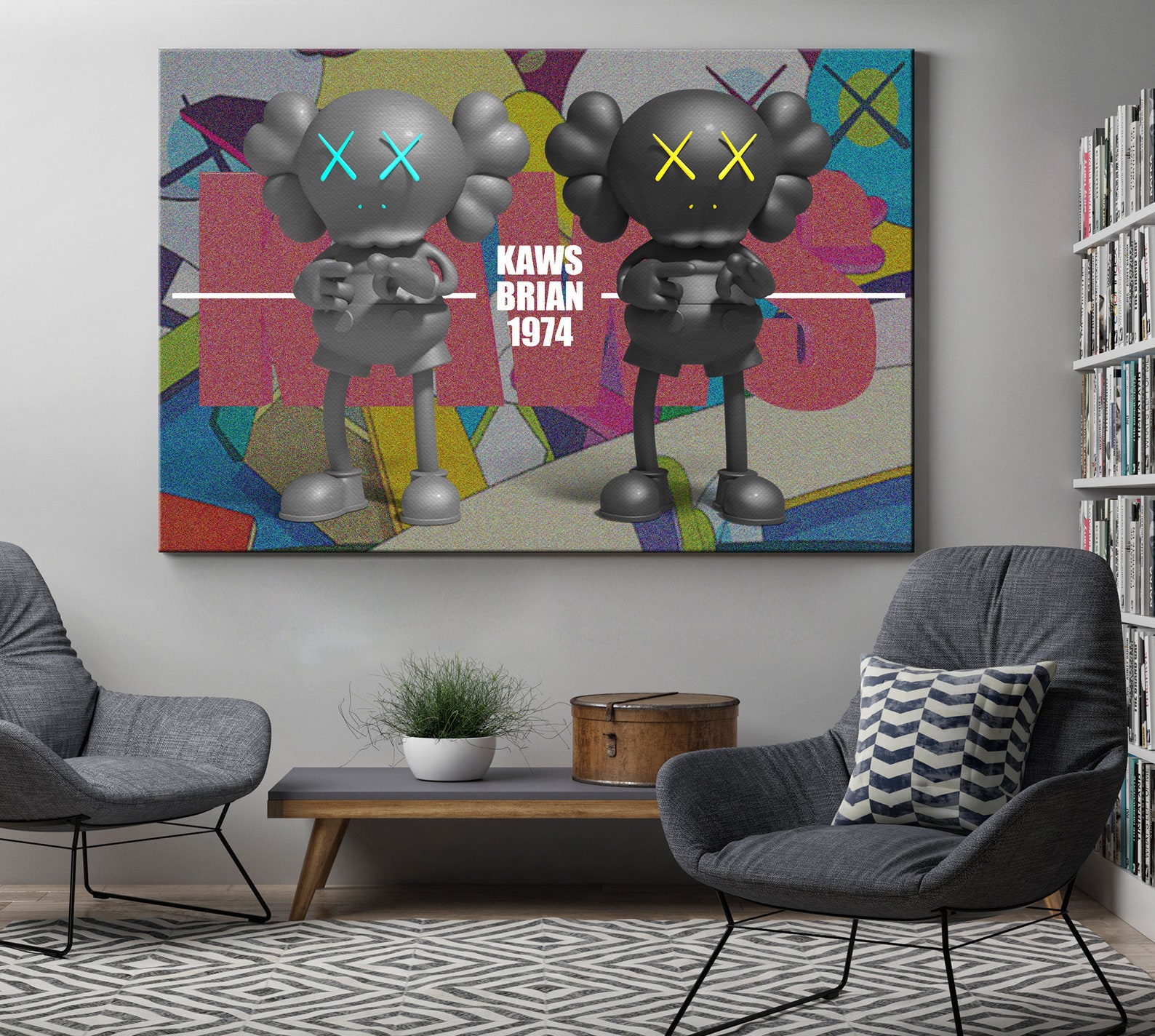 KAWS Original Canvas Print Modern Wall Art Kaws Modern wall Etsy