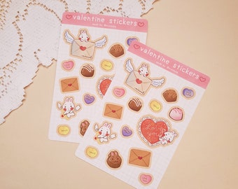 Bunny Valentine's Day Sticker Sheet - Matte Kiss-cut Stickers