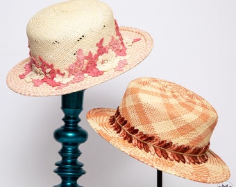 Jackie in Venice - Straw boater hat, small brim