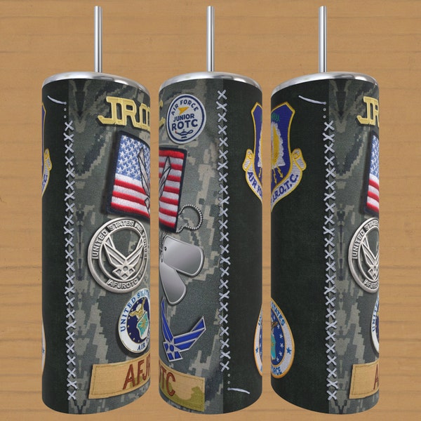 US Air Force JROTC 20 oz Skinny Straight Tumbler Template png rotc AFJROTC