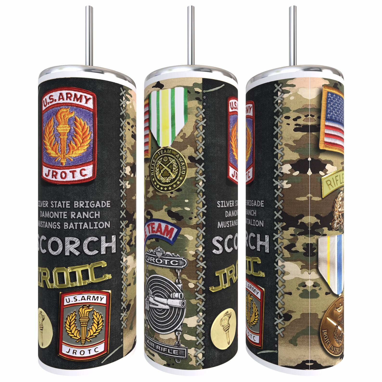 US Army JROTC Air Rifle Marksmanship Team 20 Oz Skinny Straight Tumbler