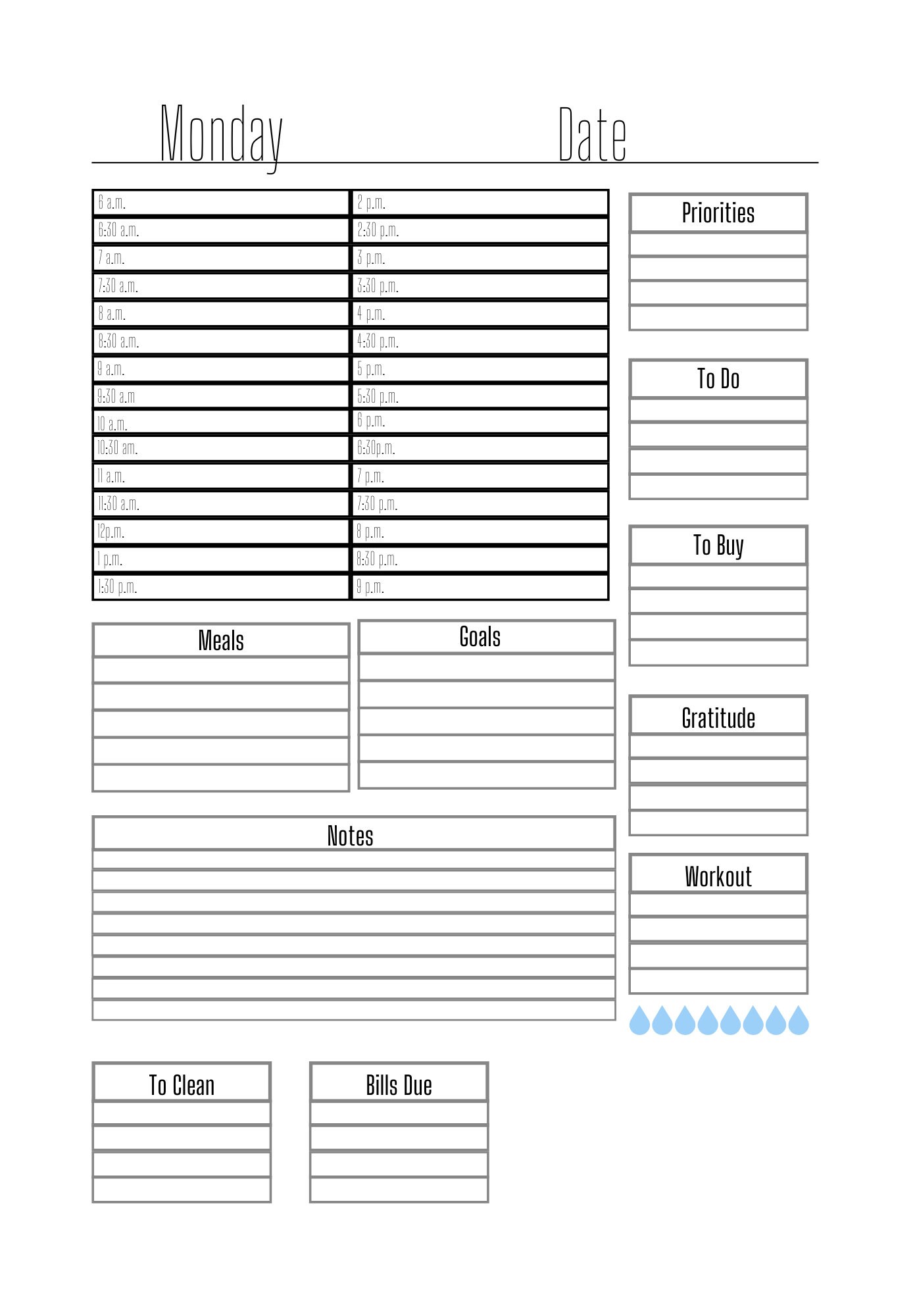 7 day printable daily planner instant digital download etsy
