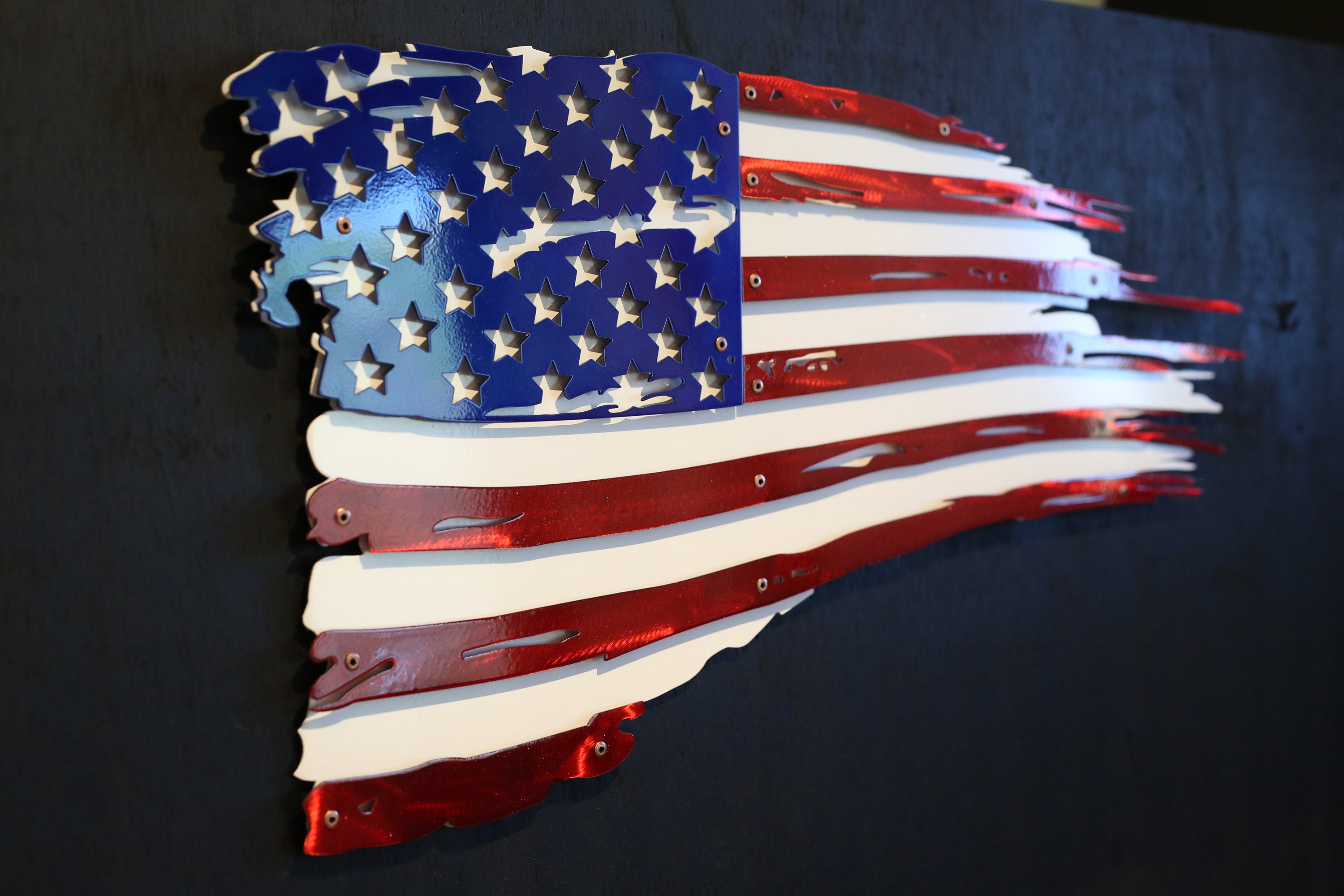 All Metal Distressed Battle Worn American Flag 2 Layers | Etsy