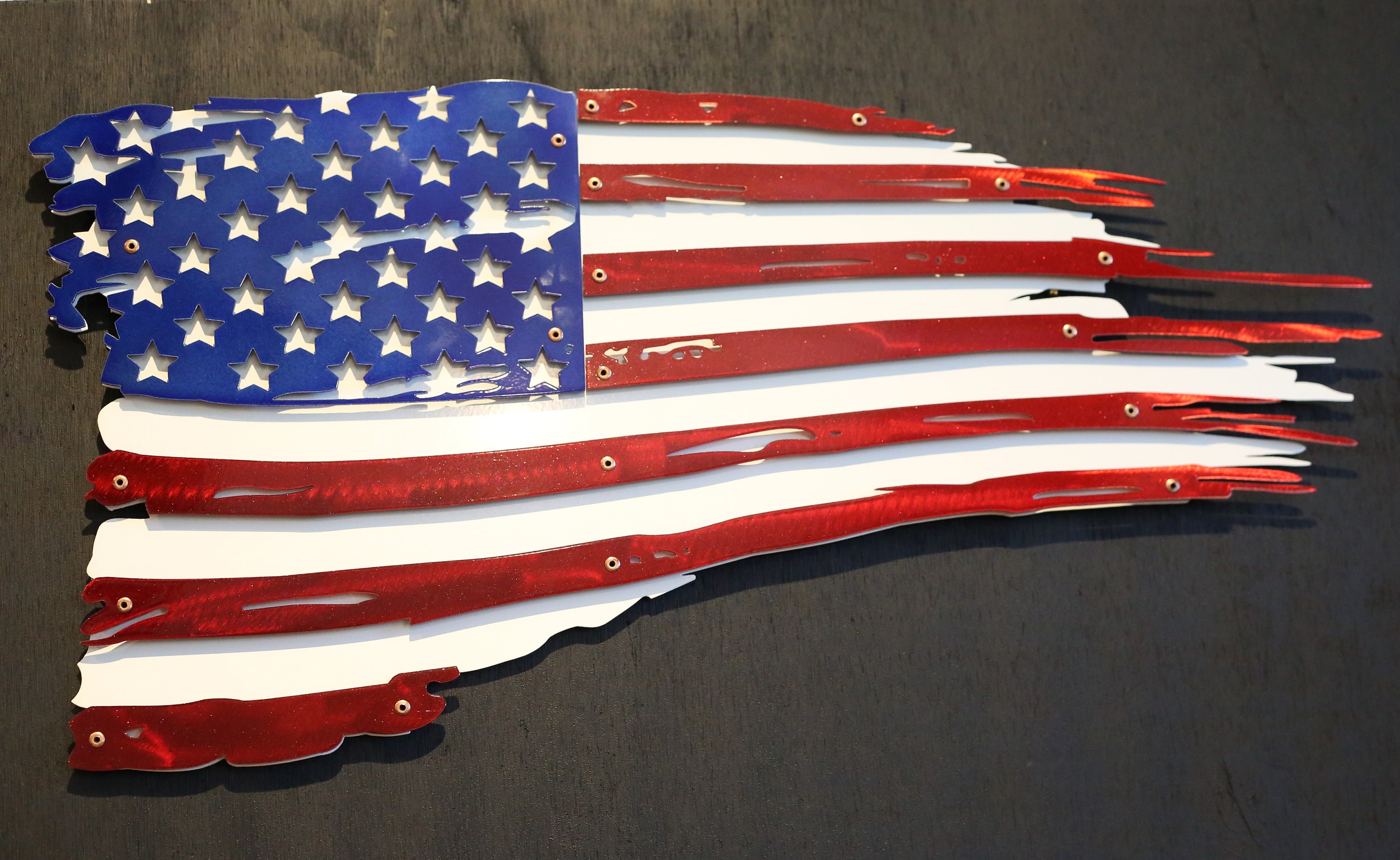 All Metal Distressed Battle Worn American Flag 2 Layers | Etsy