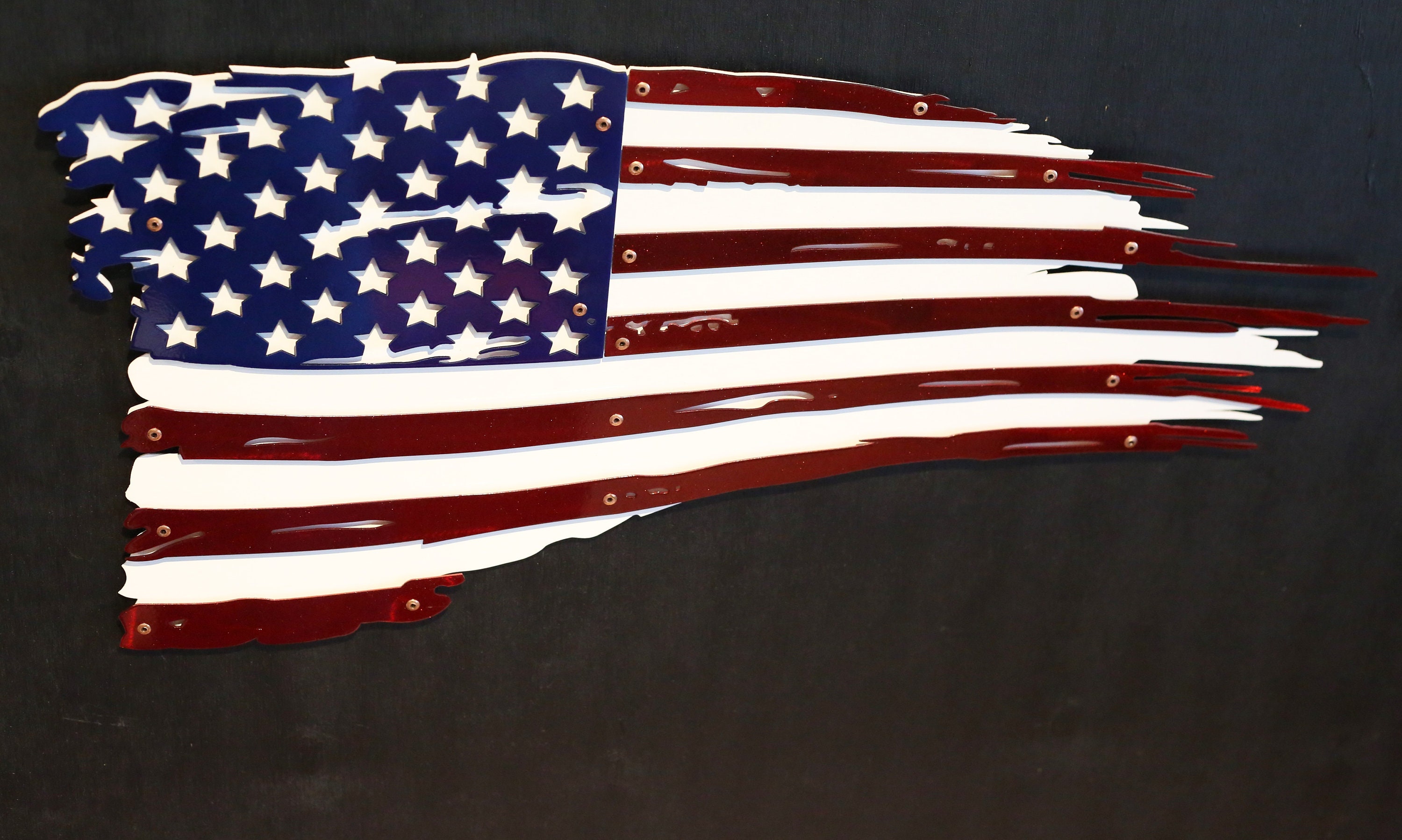 All Metal Distressed Battle Worn American Flag 2 Layers | Etsy