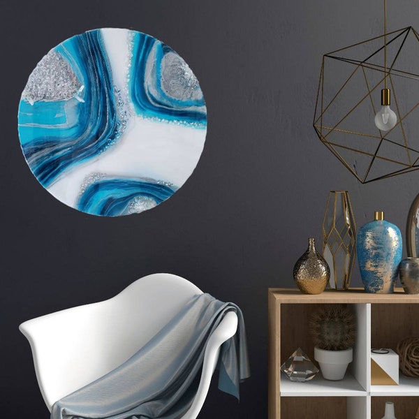 Turquoise Geode Wall Art Etsy