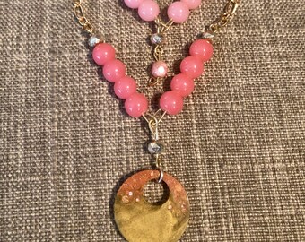 Naszyjnik ombre w kolorze różowo-złotym z jodełką