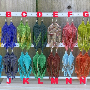 Beaded earrings, colorful earrings, huichol