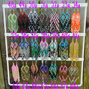 Beaded earrings, Indigenous style, colorful earrings, huichol