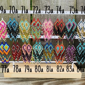Beaded earrings, Indigenous style, colorful earrings, huichol