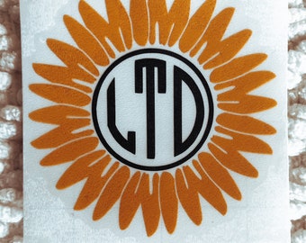 Sunflower Monogram Decal