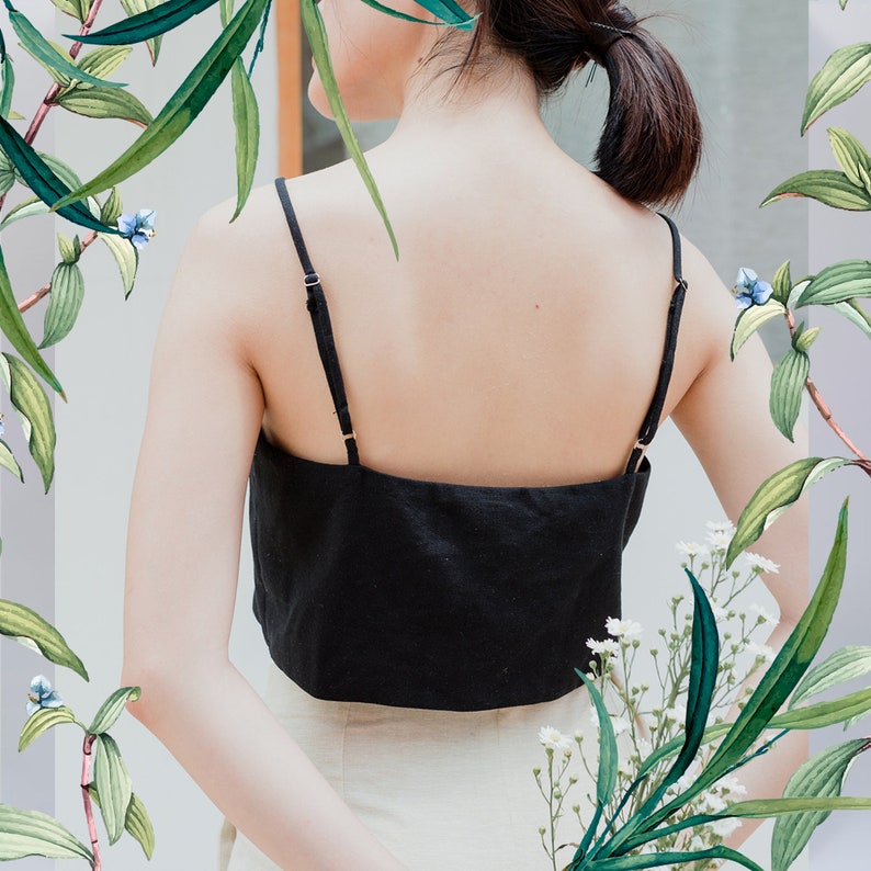 Linen crop top Basic linen top Linen camisole Linen tank top Linen strap top Soft linen clothing Washed linen top Linen cami