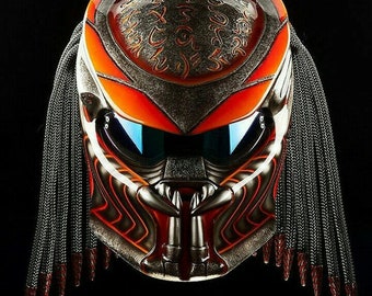 Orange Predator Motorcycle Helmet Custom DOT & ECE Approved