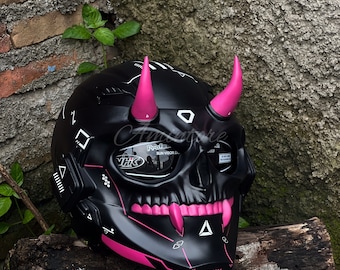 Cyberpunk Motorcycle Helmet Custom | Cyberpunk Mask | CyberSkull | DOT n ECE approved / TX-008