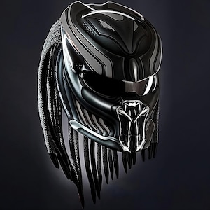 Grey Black Predator Motorcycle Helmet Custom DOT & ECE Approved