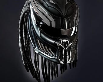 Grau Schwarzer Predator Motorradhelm Custom DOT & ECE-geprüft