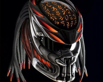 Orange Predator Motorcycle Helmet Custom DOT & ECE Approved