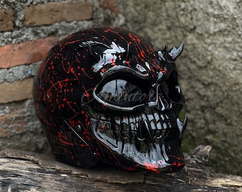 The Splatter Blood Skull Motorcycle Helmet Custom DOT and ECE Approved