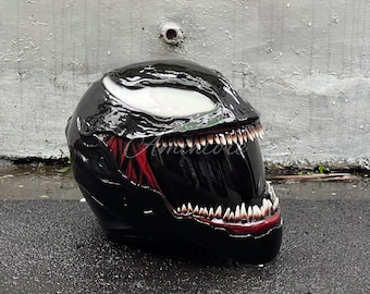 Venom Symbiote Motorcycle Helmet Custom DOT and ECE Approved