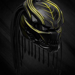 Berserker Predator Yellow Line Motorcycle Helmet Custom DOT and ECE Approved