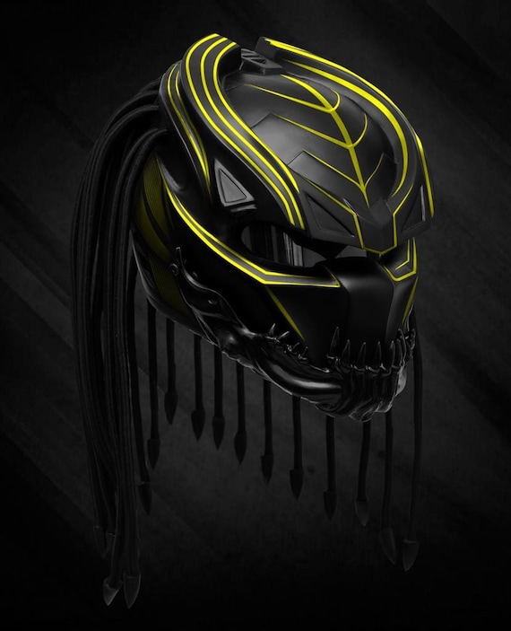 custom motorcycle helmet sharp teeth Berserker Predator Yellow Line Motorcycle Helmet Custom DOT and ECE  Approved