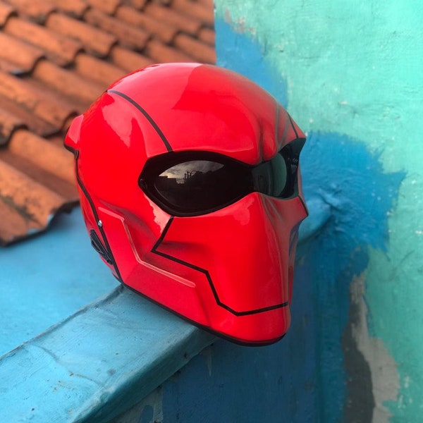 Red Hood Motorcycle Helmet Custom DOT and ECE Approved