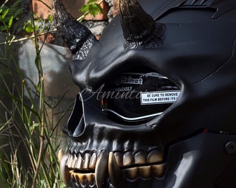 demon skull motorcycle helmet Burning Hellfire Airbrushed Red Flames Custom Airbrush Helmet The Black Demon Skull Motorcycle