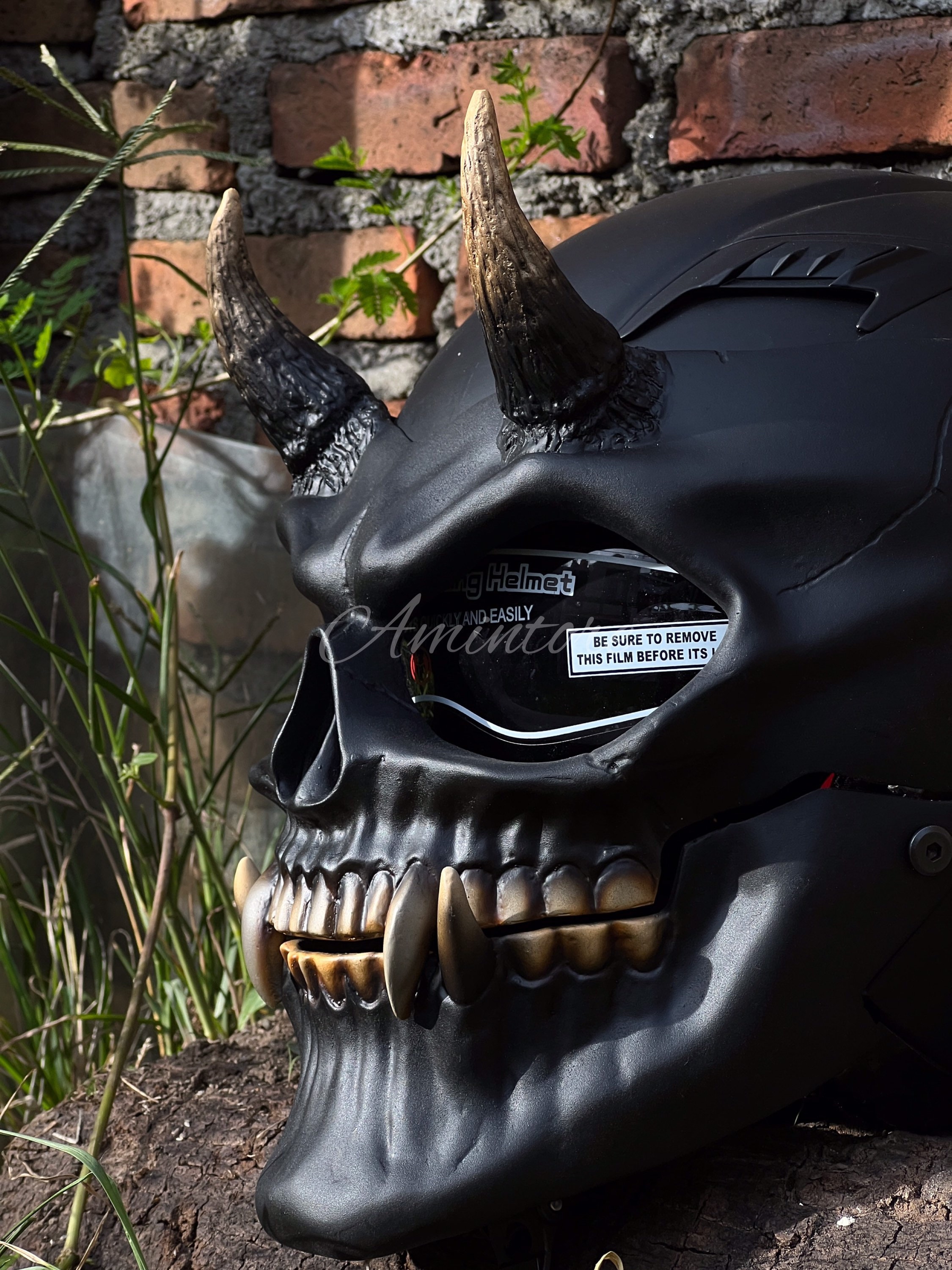 The Black Demon Skull Motorcycle Helmet Custom DOT and ECE - Etsy