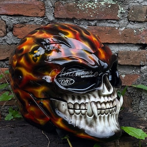 Ghost Rider Skull Motorcycle Helmet Custom DOT and ECE Approved