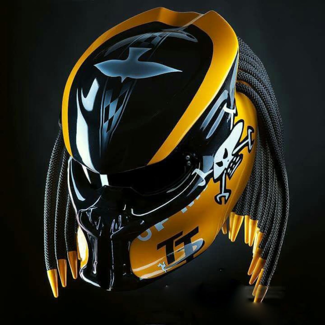 TAM ハイレベル Yellow Island Predator Motorcycle Helmet Custom DOT & ECE Approved