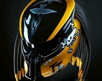 Yellow Island Predator Motorcycle Helmet Custom DOT & ECE Approved