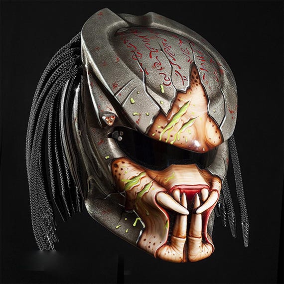 Grey Half Face Predator Motorcycle Helmet Custom DOT ECE
