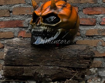 Halloween Jack O Lantern Skull Custom Motorcycle Helmet DOT and ECE Approved