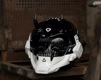 Cyberpunk Motorcycle Helmet Custom | Cyberpunk Mask | CyberSkull | DOT n ECE approved / TX-017