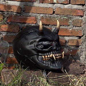 The Black Demon Skull Motorcycle Helmet Custom DOT and ECE Approved