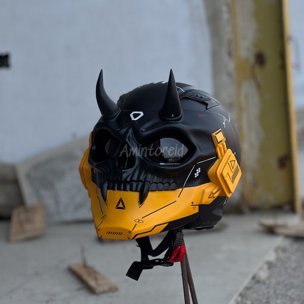 Cyberpunk Motorcycle Helmet Custom | Cyberpunk Mask | CyberSkull | DOT n ECE approved / TX-002