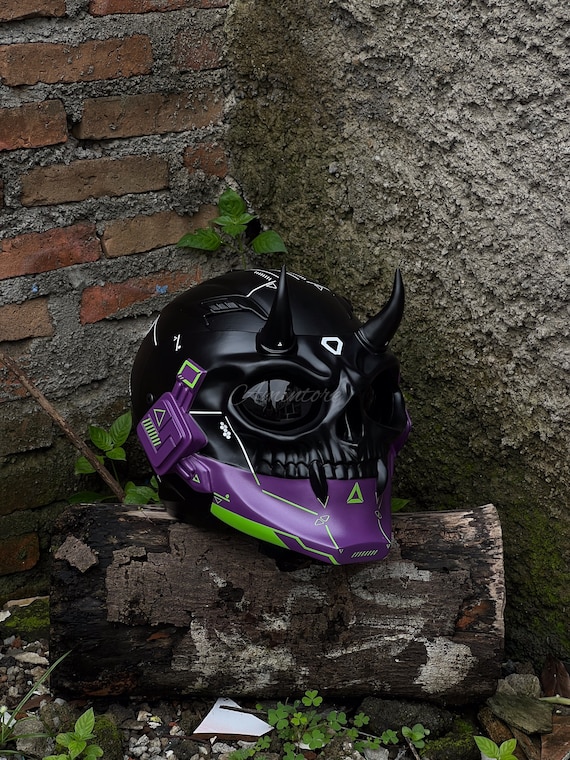 Cyberpunk Evangelion Motorcycle Helmet Custom | Cyberpunk Mask | Cyberskull  | DOT N ECE Approved / Tx-eva - Etsy