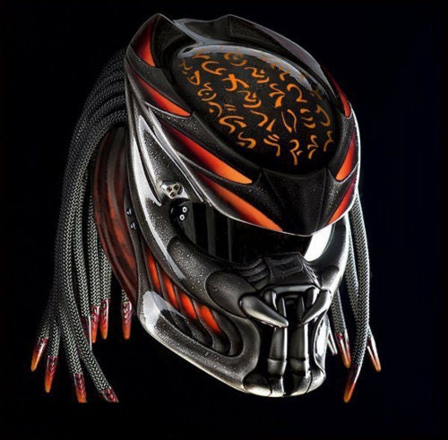 Orange Predator Motorcycle Helmet Custom DOT & ECE Approved