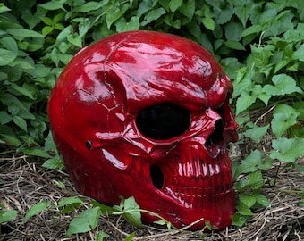 The Red Demon Skeleton Motorcycle Helmet Custom DOT and ECE Approved