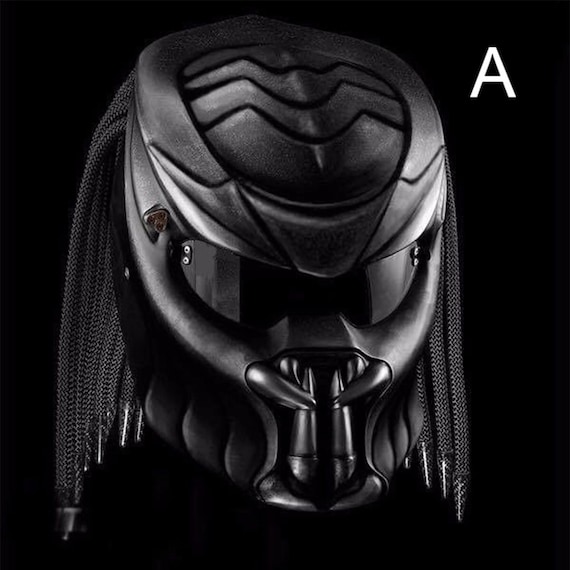 Black Matte Predator Motorcycle Helmet Custom DOT ECE Approved
