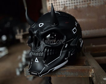 Cyberpunk Motorcycle Helmet Custom | Cyberpunk Mask | CyberSkull | DOT n ECE approved / TX-023